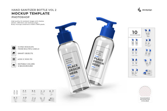 Hand Sanitizer Bottle 3D Mockup Bundle 2