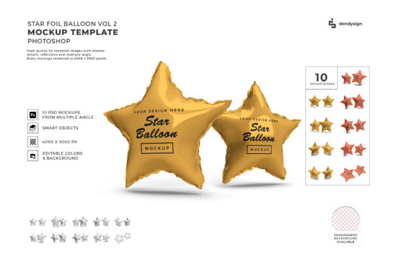 Star Foil Balloon 3D Mockup Bundle 2: A Powerful Tool for Creative Professionals