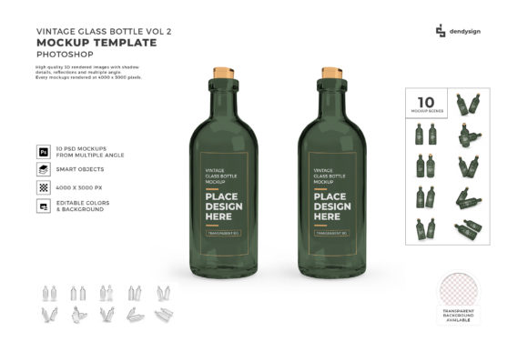 Vintage Glass Bottle 3D Mockup Bundle 2: Strategic Design Tools for Branding and Creativity
