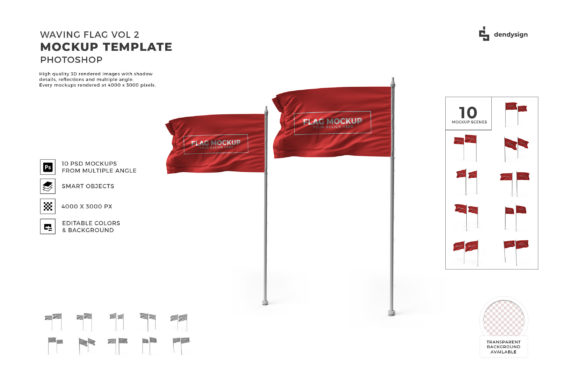 Waving Flag 3D Mockup Template Bundle 2: A Practical Design Resource